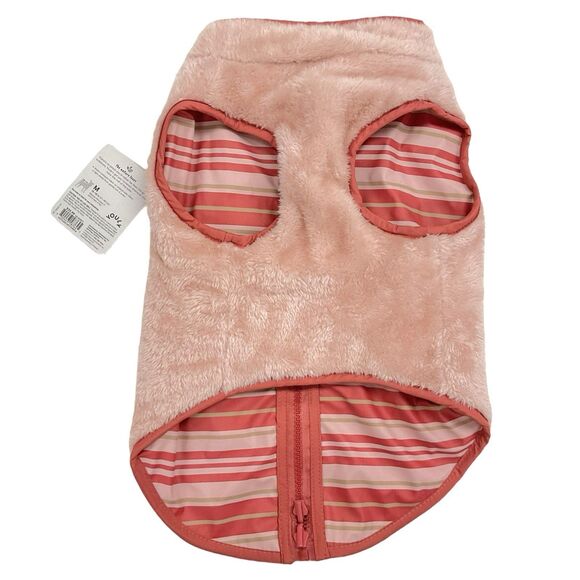 YOULY Size M ( 16"-18") Pink Striped Reversible Cozy Puffer Vest Dog Jacket NWT - Picture 2 of 6
